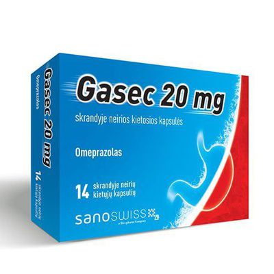 GASEC 20 mg 14 skrandyje neirių kietųjų kapsulių
