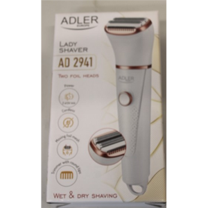 SALE OUT.  Adler AD 2941 Lady Shaver, Cordless, White | Lady Shaver | AD 2941 | Operating time (max) Does not apply min | Wet  and  Dry | AAA | White | DAMAGED PACKAGING | Adler | Lady Shaver | AD 2941 | Operating time (max) Does not apply min | Wet  and  Dry | AAA | White | DAMAGED PACKAGING