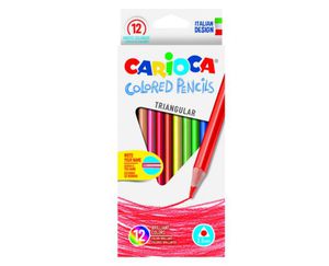 Tribriauniai spalvoti pieštukai CARIOCA, 12 spalvų