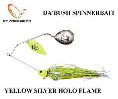 Masalas Savage Gear DaBush Spinnerbait Yellow Silver Holo Flame 32 g