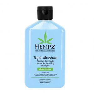 HEMPZ Triple Moisture Herbal Replenishing Shampoo Intensyviai drėkinantis šampūnas, 250ml