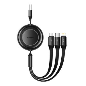 Baseus Bright Mirror 2, USB 3-in-1 cable for micro USB / USB-C / Lightning 3.5A 1.1m (Black)