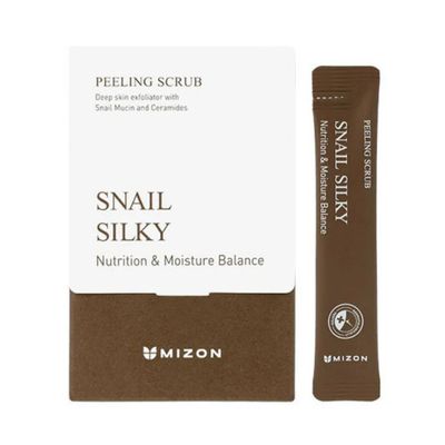 Mizon Snail Silky Peeling Scrub Veido šveitiklis su  sraigių mucinu, 40x5g