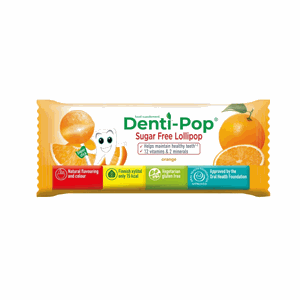 DENTI-POP apelsinų skonio ledinukas be cukraus su vitaminais ir mineralais N1