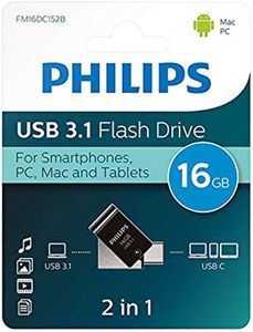 Philips 2 in 1 Black 16GB OTG USB C + USB 3.1