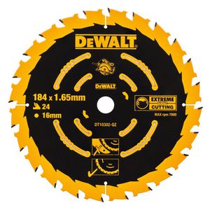DeWALT diskas medienai 184mm x 16mm 24T : Dantų skaičius - 184mm x 16mm 24T