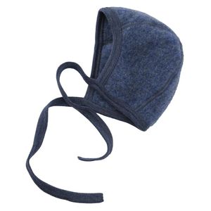 Engel merino vilnos kepurė su raišteliais Blue Melange, mėlyna