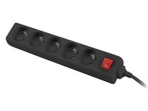 Lanberg Power strip 3m, black, 5 sockets, with switch, cable made of solid copper
