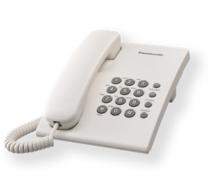 Panasonic KX-TS500FXW Corded phone, White, Wall-mount option, Last Number Redial, Flash, Volume Control (6 levels), 3-Step Ringer Selector, Tone/Pulse