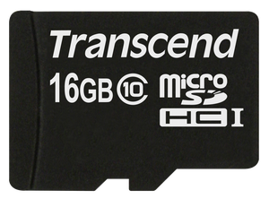 Transcend MicroSDHC 16GB + Adapteris / Class 10