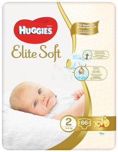 HUGGIES ELITE SOFT vienkartinės sauskelnės 2, 4-6 kg, 66 vnt