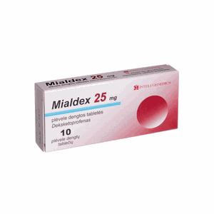 MIALDEX 25 mg plevele dengtos tabletės N10 