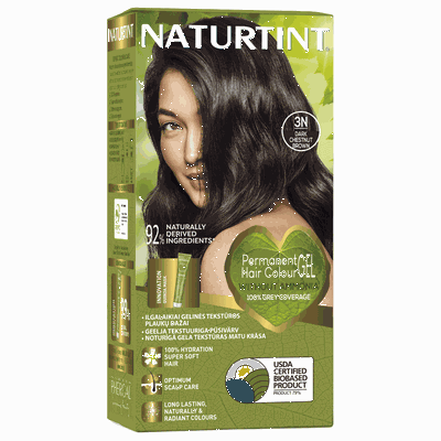 NATURTINT® ilgalaikiai plaukų dažai be amoniako, DARK CHESTNUT BROWN 3N