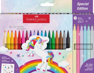 Flomasteriai Faber-Castell Unicorn, 18+6 spalvų