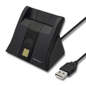 QOLTEC Smart chip ID card scanner USB 2.0 Plug and Play vertical
