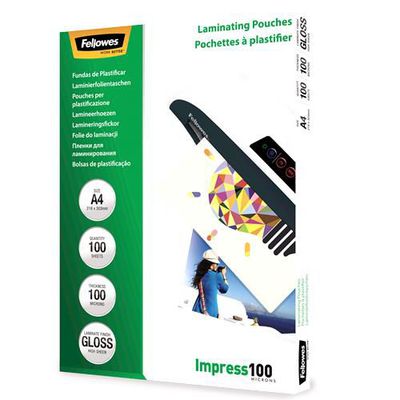 Fellowes A4 Glossy 100 Micron Laminating Pouch 100-pack