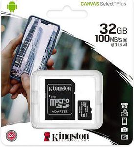 Kingston Canvas Select Plus microSD kortelė SDCS2/32 GB 10 klasės (pridedamas SD adapteris)