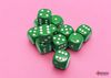 Chessex Opaque 16mm d6 with pips Dice Blocks (12 Dice) - Green w/white