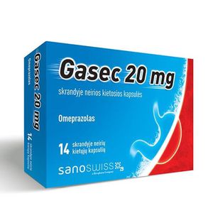 GASEC 20 mg 14 skrandyje neirių kietųjų kapsulių