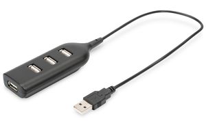 Digitus USB 2.0 Hub, 4-Port, Bus Powered 4 X USB A/F AT Connected Cable AB-50001-1
