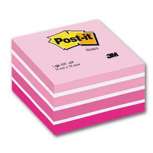 Lipnūs lapeliai Post-it Aquarelle, 76x76mm, 450 lapelių, rožininės spalvos,
