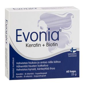 Hankintatukku Evonia Keratin+Biotin, 60 kaps.