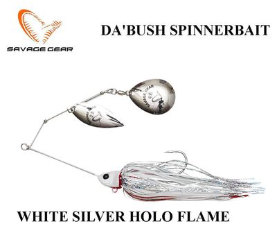 Masalas Savage Gear DaBush Spinnerbait White Silver Holo Flame 42 g