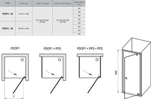 Varstomos dušo durys Ravak Pivot, PDOP1-90, balta/balta+stiklas Transparent