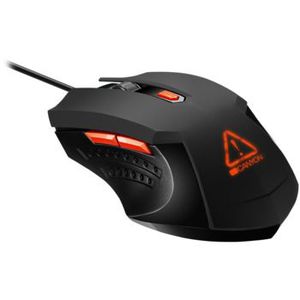 Canyon Star Raider Optical Gaming Mouse with 6 programmable buttons, Pixart optical sensor, 4 levels of DPI and up to 3200, 3 million times key life, 1.65m PVC USB cable,rubber coating surface and colorful RGB lights, size:125x75x38mm, 115g