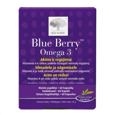 Maisto papildas NEW NORDIC Blue Berry Omega 3 kapsulės N60