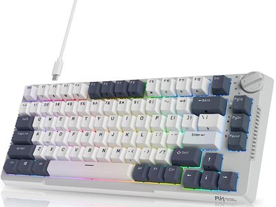 Royal Kludge RH81 White Wireless Mechanical Keyboard | 75%, Hot-swap, RGB, Brown Switches, US