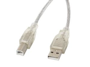 LANBERG CA-USBA-12CC-0030-TR cable USB 2.0 AM-BM with ferrite transparent 3m