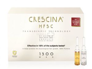 CRESCINA HFSC TRANSDERMIC ampulių kompleksas plaukų slinkimo stabdymui ir plaukų atauginimui VYRAMS 1300 stiprumo 20 vnt (10+10)