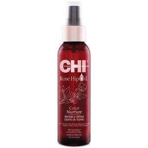 CHI Rose Hip Oil Color Nurture Repair &amp; Shine Leave-In Tonic Atkuriamasis plaukų tonikas, 118ml