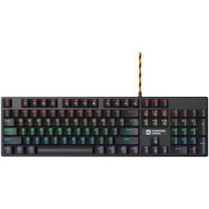 CANYON Canyon Deimos GK-4, Wired black Mechanical keyboard With colorful lighting system104PCS rainbow backlight LED,also can custmized backlight,1.8M braided cable length,rubber feet,English layout double injection,Numbers 104 keys,keycaps,0.7kg, Size 429*124*35mm