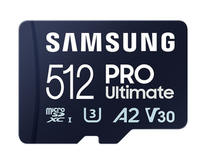 Atminties kortelė Samsung MicroSD Card PRO Ultimate 512GB, microSDXC Memory Card, Flash memory class U3, V30, A2, SD adapter