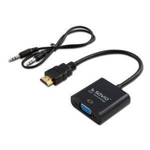 SAVIO adapteris HDMI (M) - VGA (F) su garsu CL-23/B Juodas