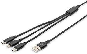DIGITUS Cable 3-in-1 Cable USB-A to Lightning/MicroUSB/USB-C