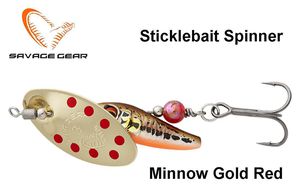 Sukriukė Savage Gear Sticklebait Spinner Minnow Gold Red 9.1 g