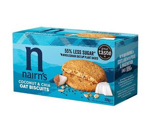 NAIRN'S avižiniai sausainiai su kokosais ir chia sėklomis, 200g
