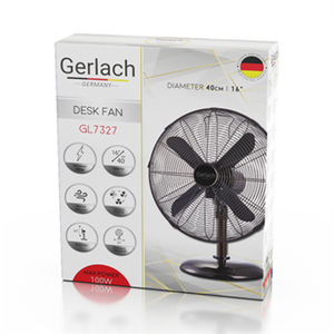 Gerlach | Velocity Fan | GL 7327 | Table Fan | Chrome | Diameter 40 cm | Number of speeds 3 | Oscillation | 100 W | No