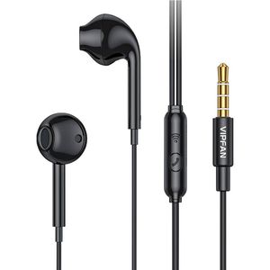 Vipfan M15 wired in-ear headphones, 3.5mm jack, 1m (black)