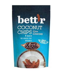 Ekologiškos kokoso skiltelės su kakava – Bett'r, 70g