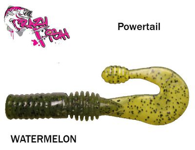 Guminukas aromatizuotas Crazy Fish Powertail WATERMELON 7cm