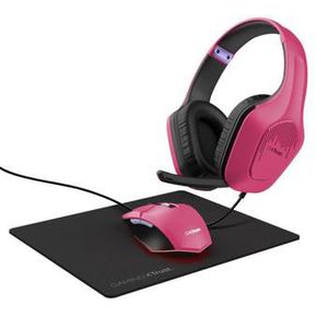 Trust GXT 790 pink 3-in-1 gaming bundle with lightweight headset, illuminated mouse and mousepad