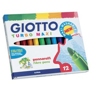 Flomasteriai Fila Giotto Turbo Maxi, vandens pagrindu, 12 spalvų