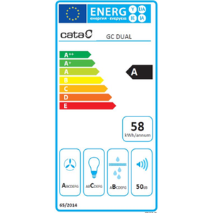 CATA | Hood | GC DUAL A 75 XGBK | Energy efficiency class A | Canopy | Width 79.2 cm | 820 m³/h | Touch control | Black glass | LED