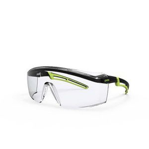 Apsauginiai akiniai Uvex Astrospec 2.0 skaidria panoramine linze, supravision excellence (nesibraižantys ir nerasojantys) padengimas, juoda/salotinė spalva.