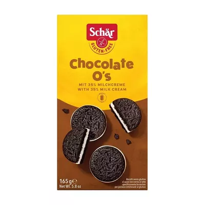 Sausainiai su vaniliniu pertepimu – Schar Chocolate O's, 165 g