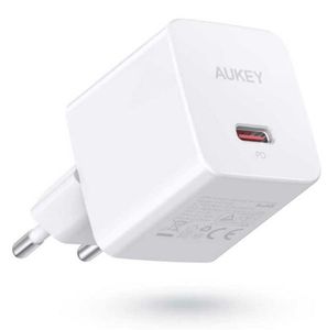AUKEY Mini mains charger PA-Y20S White 1xUSB-C 20W PD Power Delivery